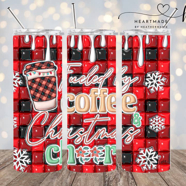 Coffee and Christmas Cheer 3D Tumblers for wholesale by Heartmade By Heather Marie, LLC