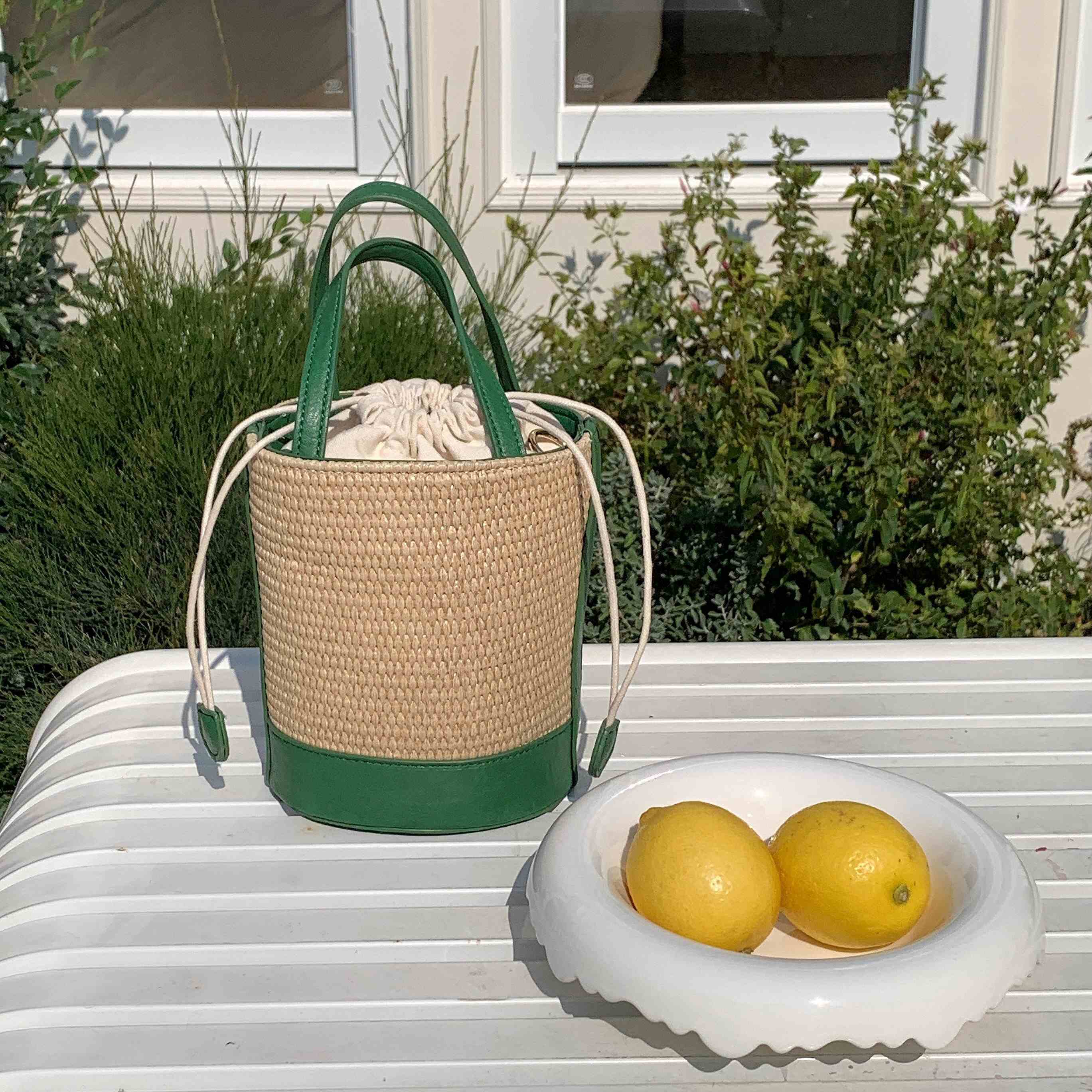 Pretty Persuasions - Vente Sac à bandoulière – femme - P25035 Sac seau/pochette bandoulière en paille7