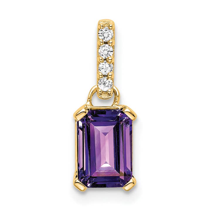 10k Yellow Gold Amethyst and Diamond Pendant for wholesale by Sophia Jewelers