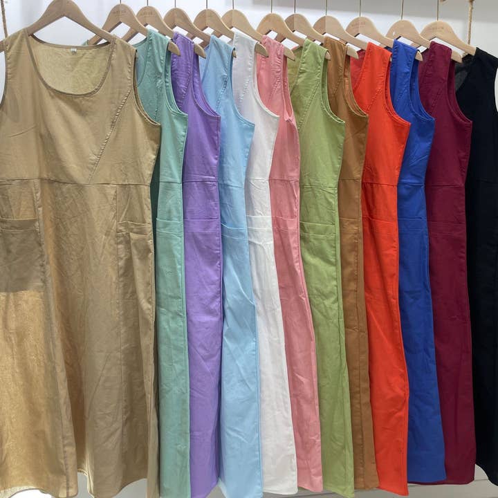 Hope & Sunshine - Wholesale Dress - Women's - Sleeveless Linen Dress with Pockets18