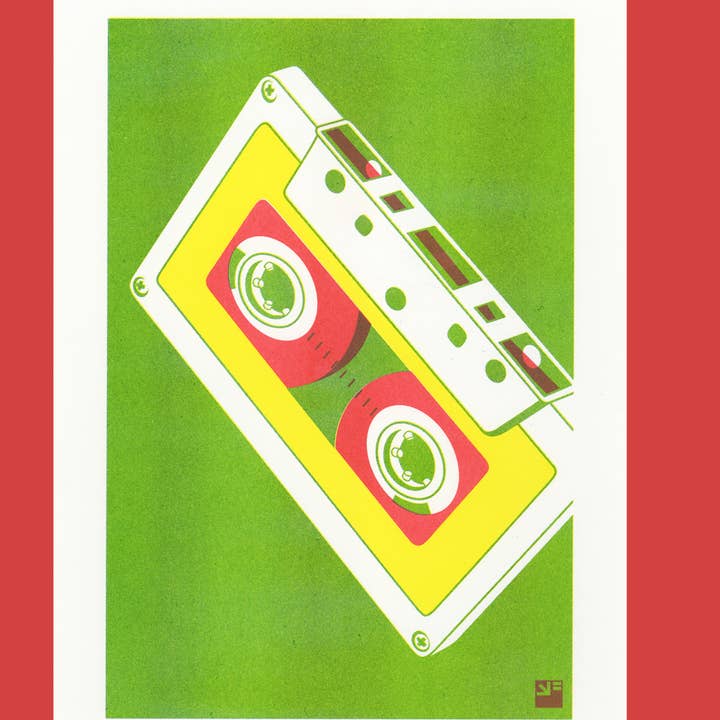 VrijFormaat - Wholesale Art Print - riso print - Mixed Tapes - color combo green/yellow/red 0