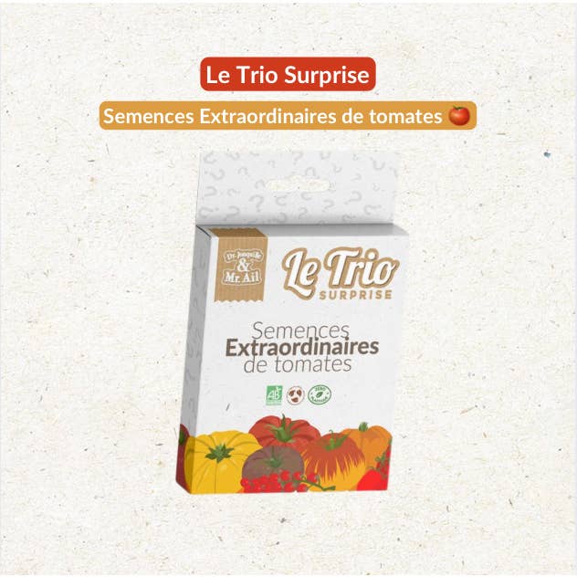 Trio sorpresa - I Pomodori straordinari - 3 bustine di g per la vendita all'ingrosso da parte di Dr. Jonquille & Mr. Ail