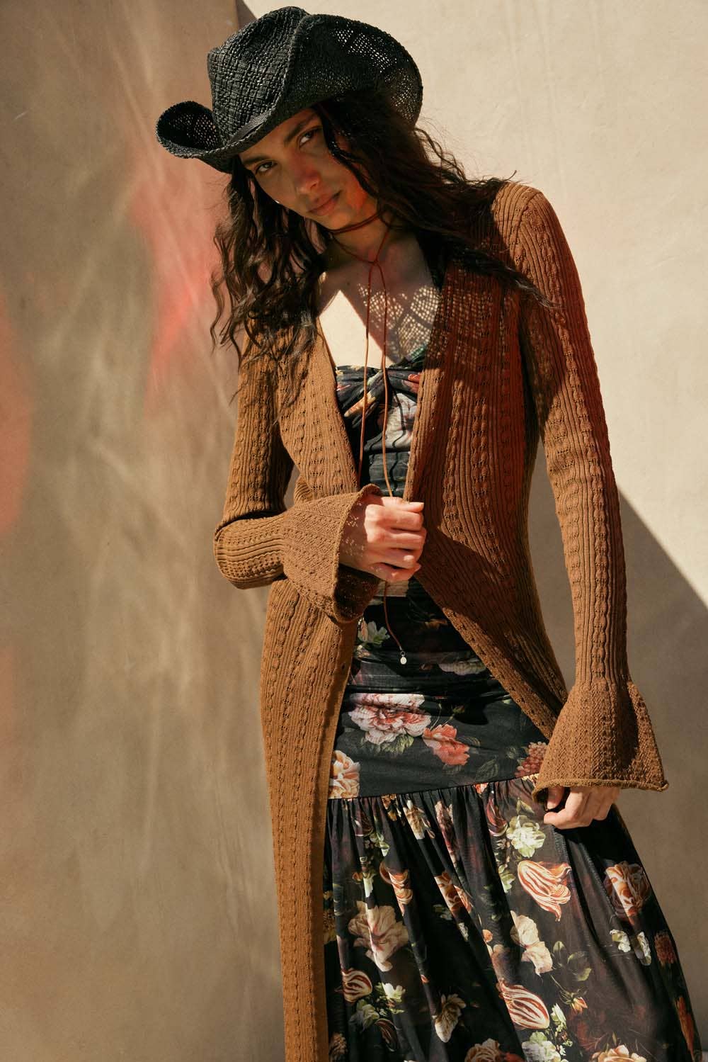 Promesa USA – Engroshandel Cardigan - Dame – Pointelle ribstrikket cardigan med trompetærmer3