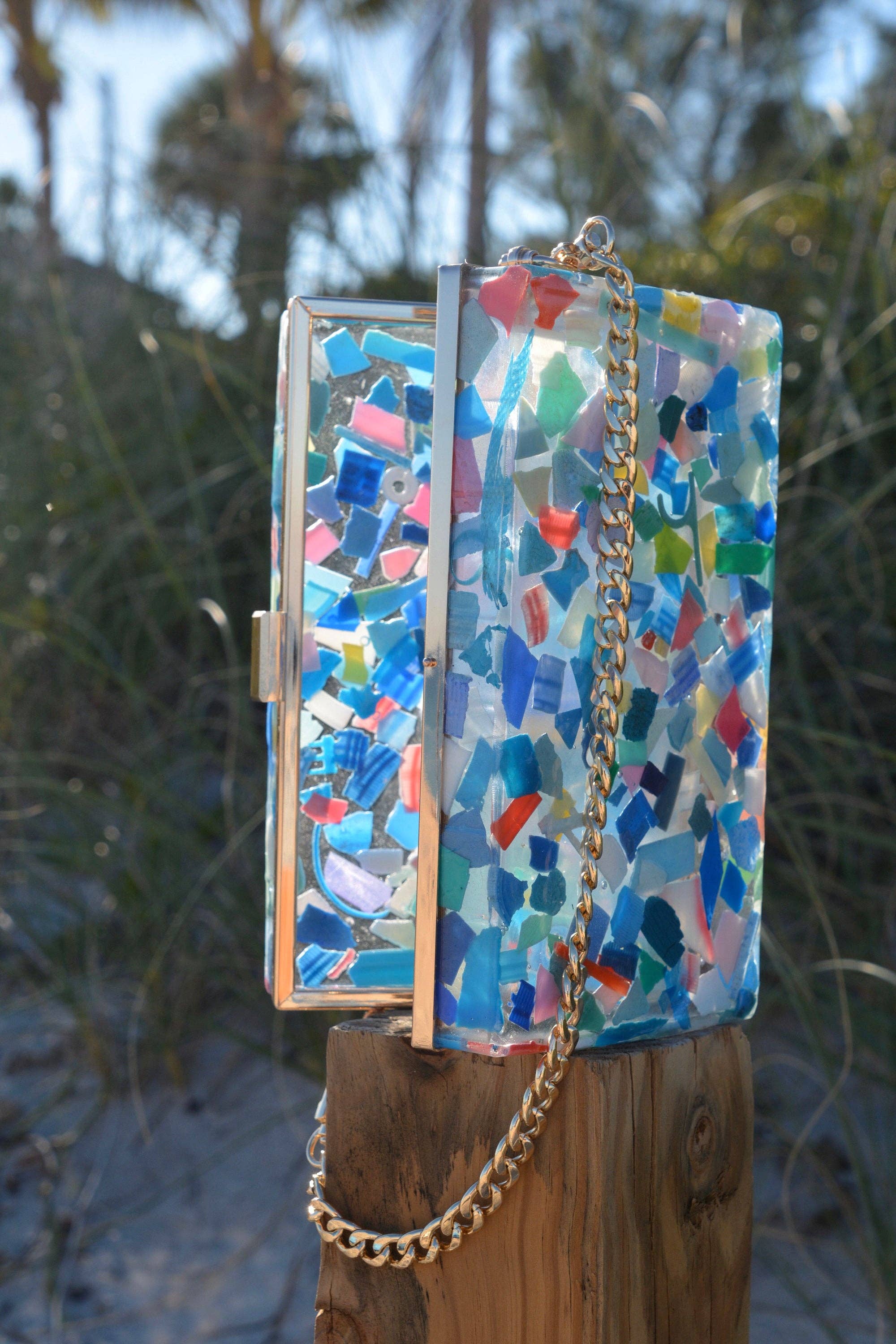 Ocean Plastics - Wholesale Clutch Bag - Women's - Statement clutch made from ocean plastic, purse made of micro plastic, colorful evening bag, recycled eco-friendly fashion, something blue3