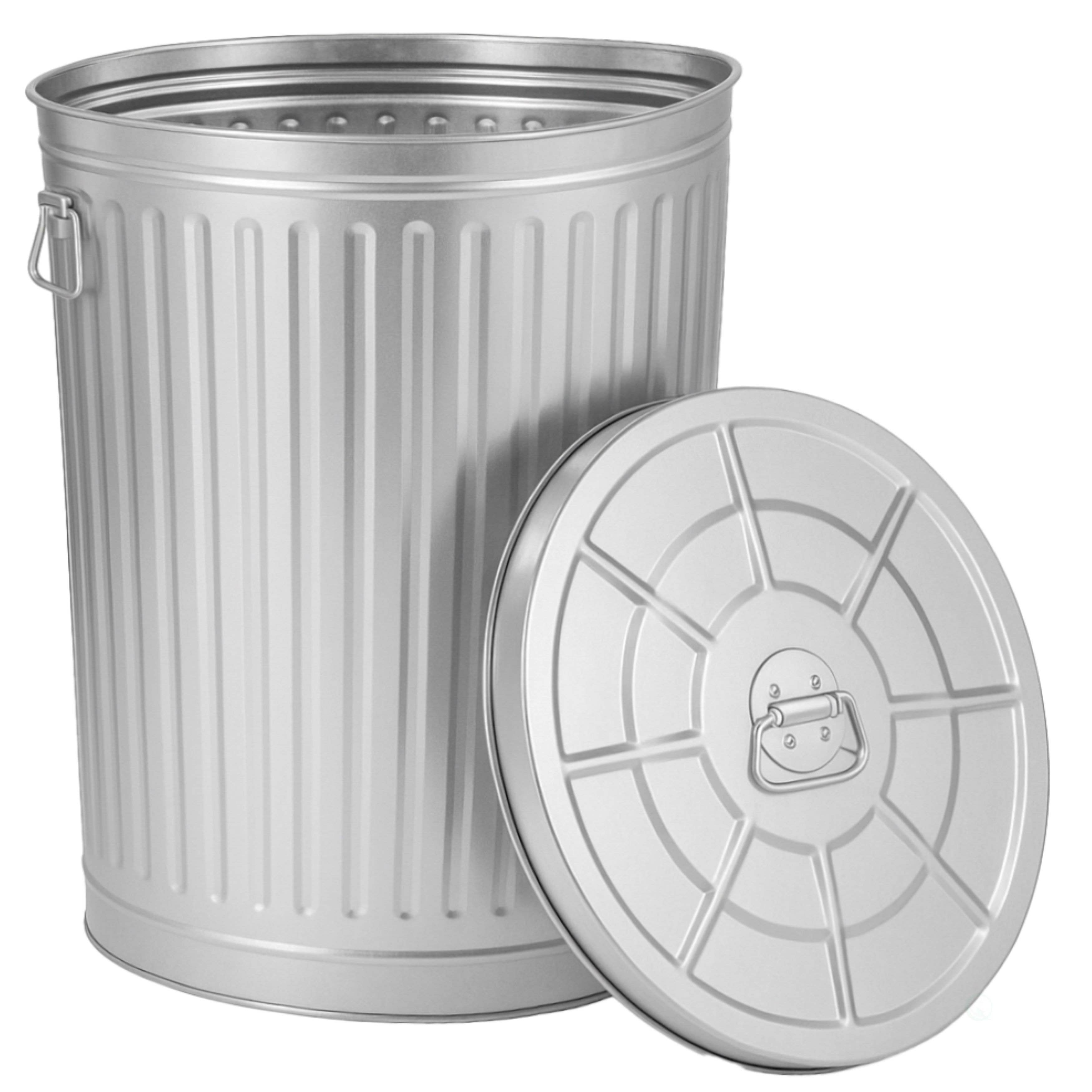 Quickway Imports - Wholesale Trashcan/Trash Bin - Gardenised Round Galvanized Steel, Trash Can with Lid16