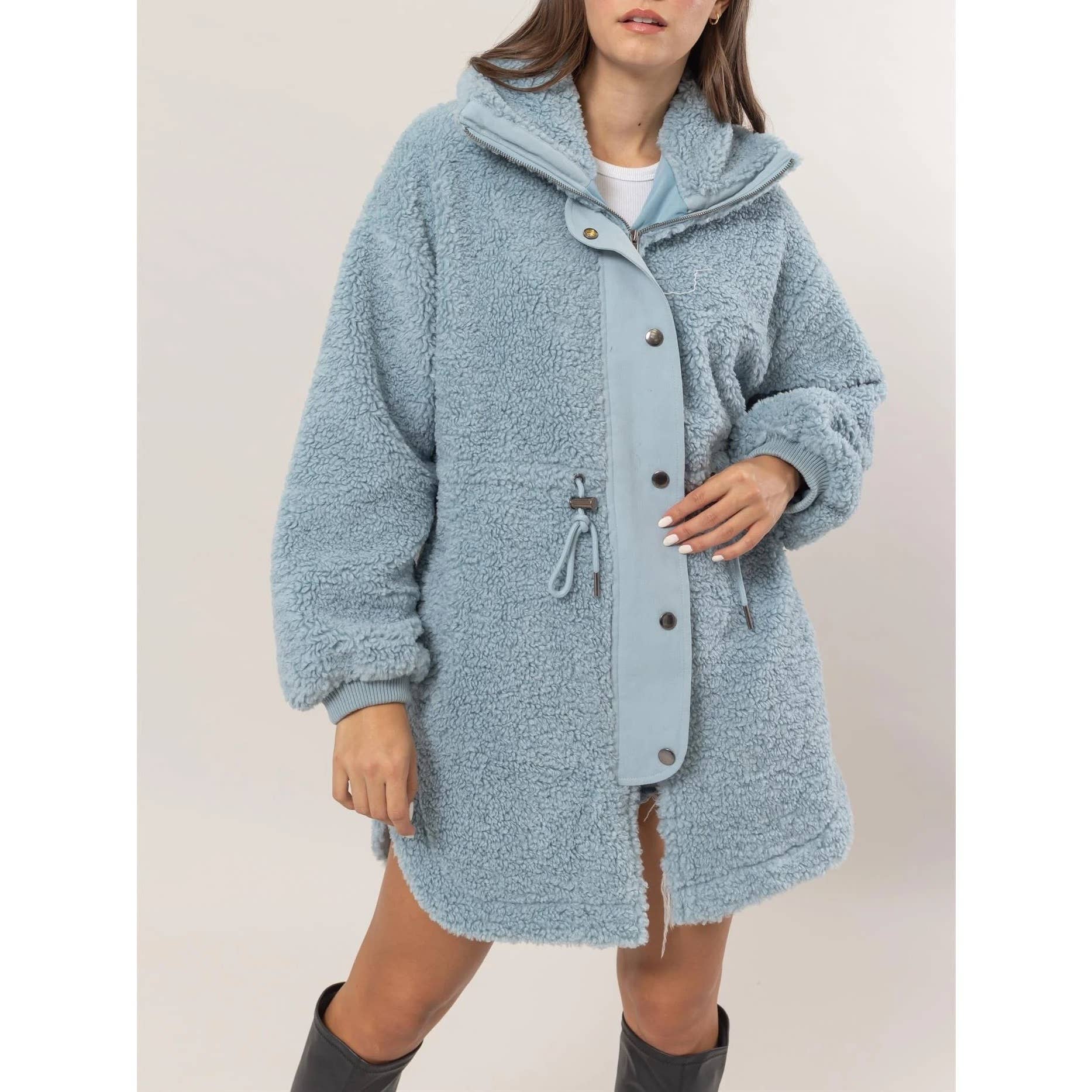 Apolline - Vente Manteau – femme - Manteau Sherpa à taille zippée4