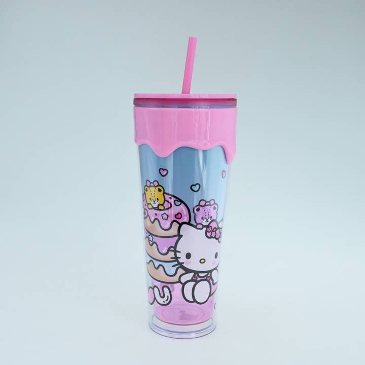 Silver Buffalo - Wholesale Insulated Mug/Tumbler - Hello Kitty Donuts and Sweets 26oz. Plastic Drip Tumbler
