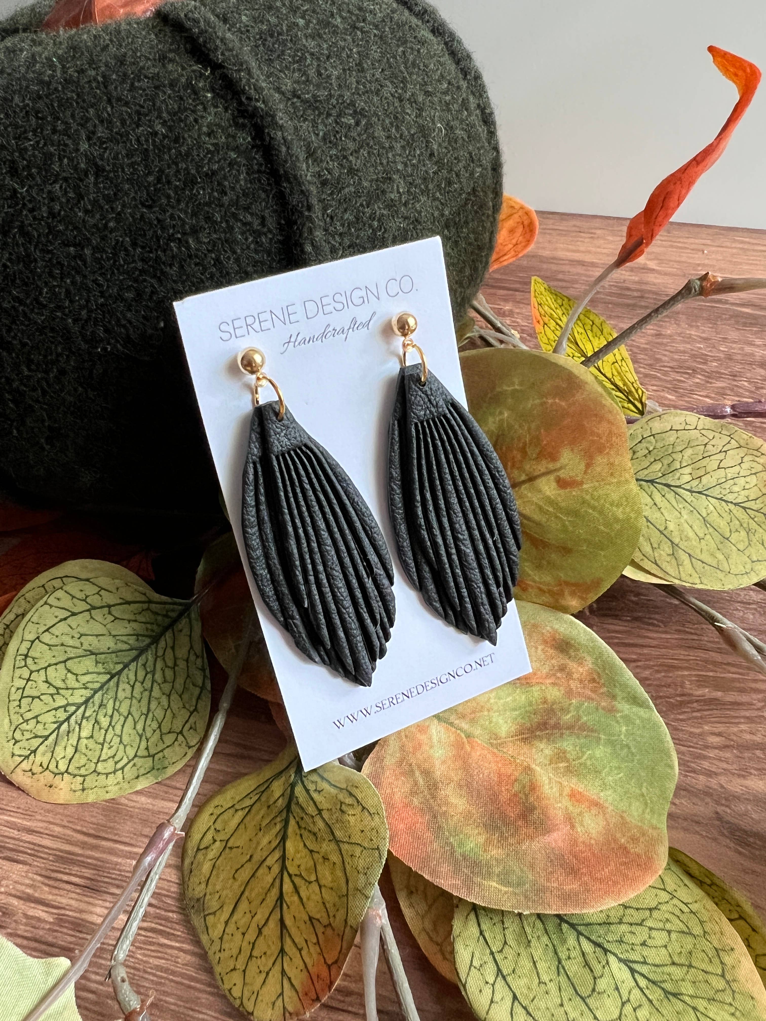 Serene Design Co. - Wholesale Dangle Earrings - Leather Dupe Fringe Statement Earrings0