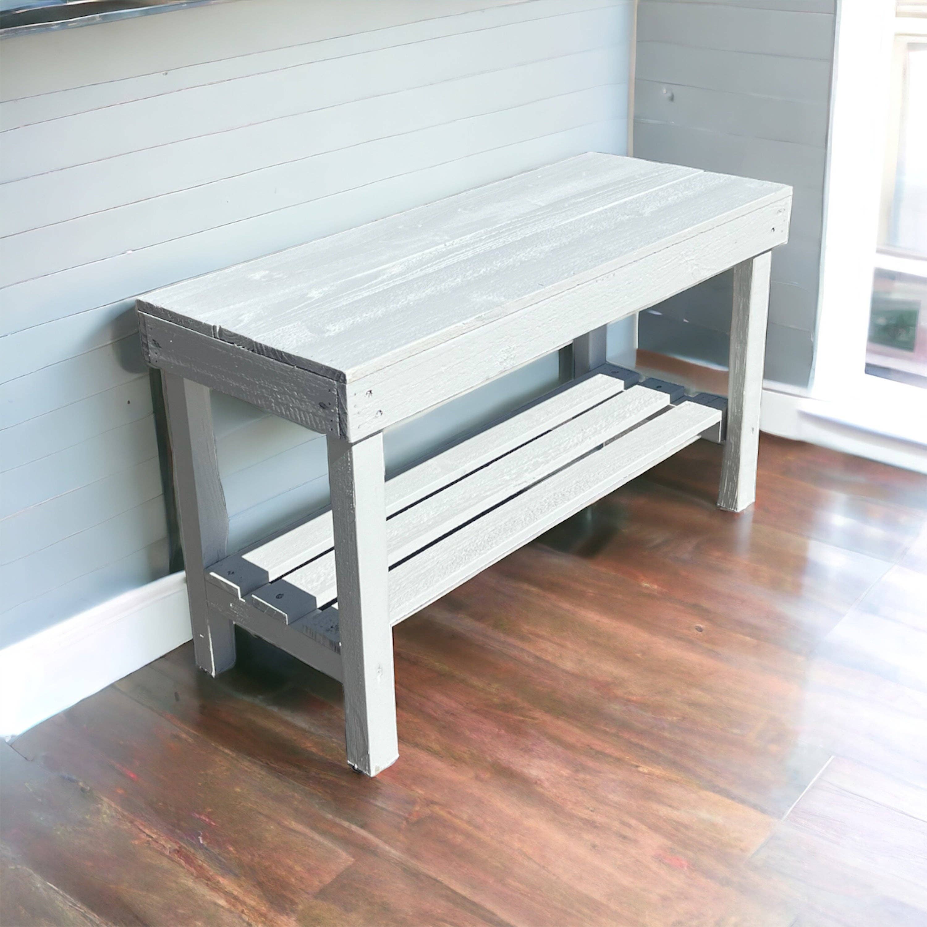 Intrinsic Haven - Vendita all'ingrosso Panche - Panca rustica Farmhouse con una mensola per ingresso4