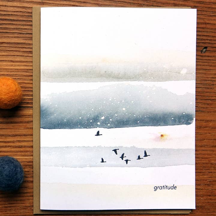 Carte de remerciement aquarelle et typographie "Merci". pour la vente par Lark Press