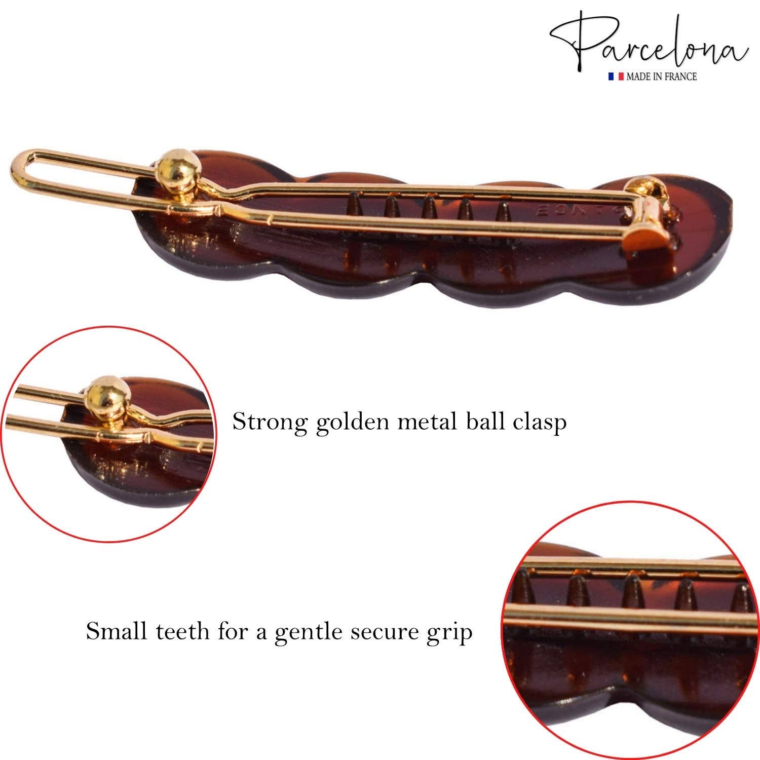 Parcelona - Wholesale Hair Clip - Women's - Parcelona French Circle Scallop Shell Small Set of 4 Celluloid Side Hair Clips5