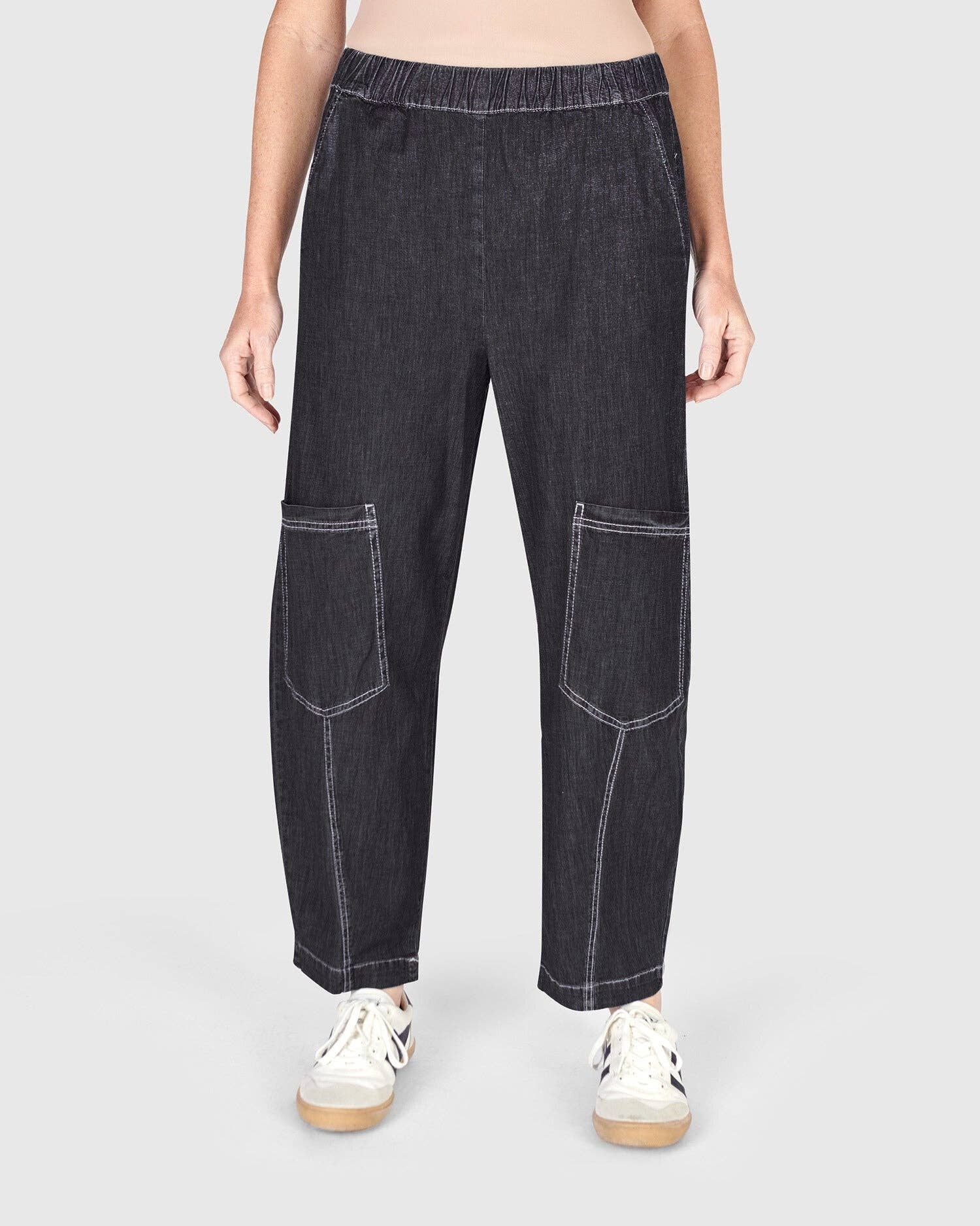 Papaya Relaxed Pants, Black Denim for wholesale on Faire3