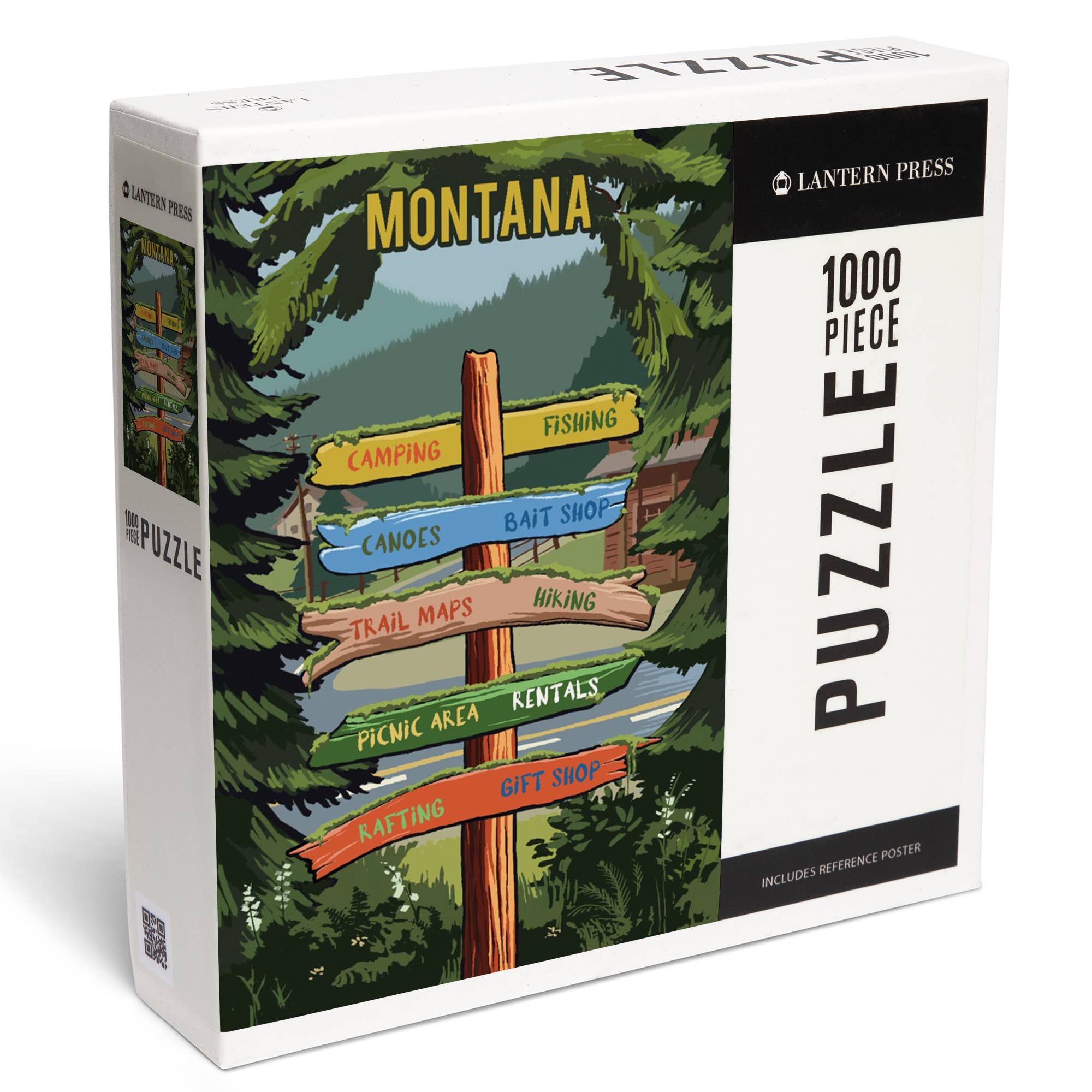 Lantern Press - Wholesale Puzzle - Adult - 1000 PIECE PUZZLE Montana, Signpost, Forest & Camp0