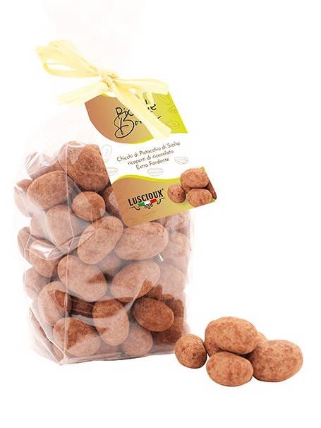 Pistachios covered with Extra Dark Chocolate | 200g for wholesale by LUSCIOUX - OMNIA GROUP SRL