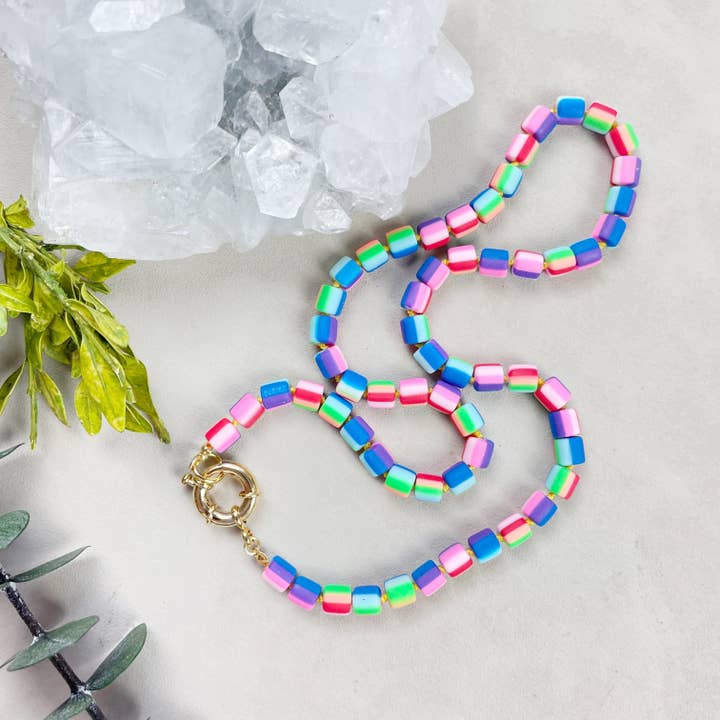 Ewelina Pas Jewelry - Vendita all'ingrosso Collane di perline/perle - Collana annodata a mano con perline in argilla polimerica Mira/Colorblock4