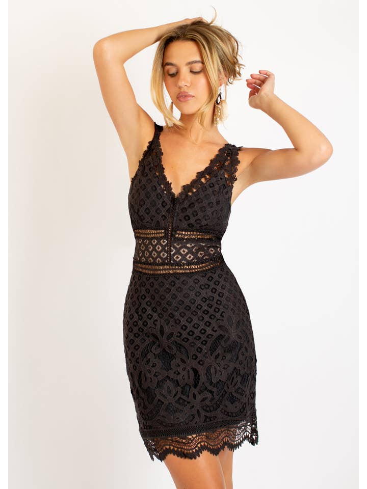 Joyfolie - Wholesale Dress - Women's - Caspian Dress in Washed Black