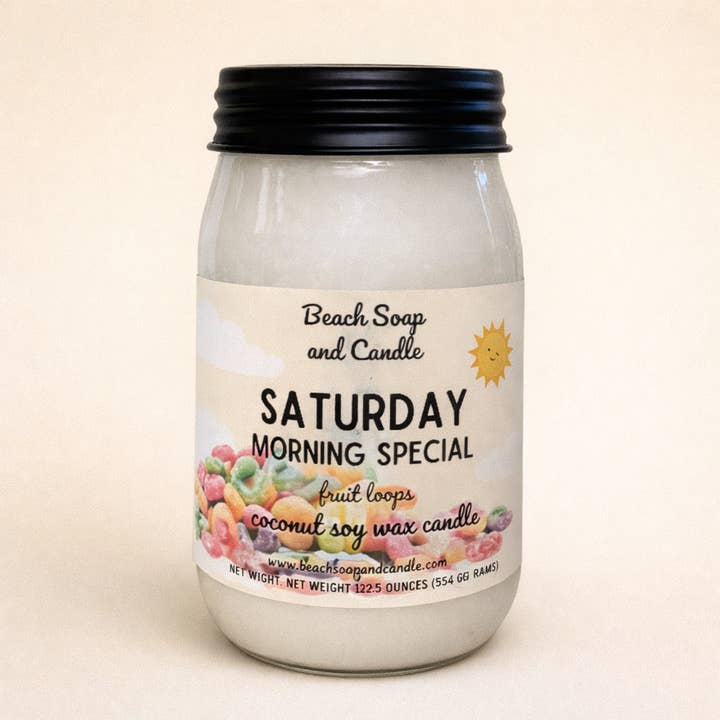 Spécial du samedi matin | Bougie en cire de soja à la noix de coco pour la vente par Beach Soap and Candle