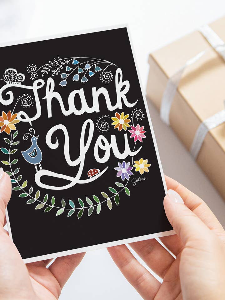 Thank You greeting card for wholesale by Julene Ewert