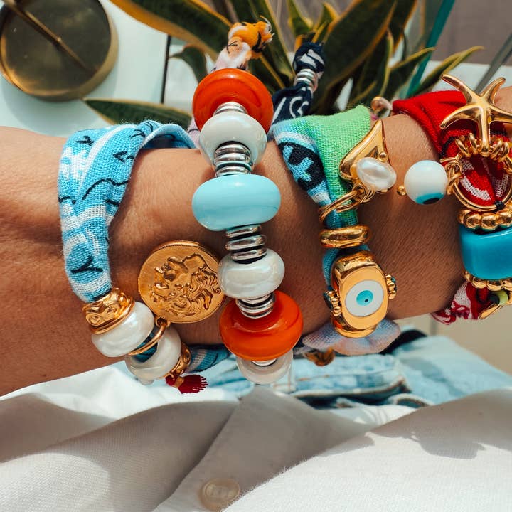 Goupi - Venta al por mayor Pulsera de cuentas - Pulseras de bandana de verano con dijes dorados y plateados5