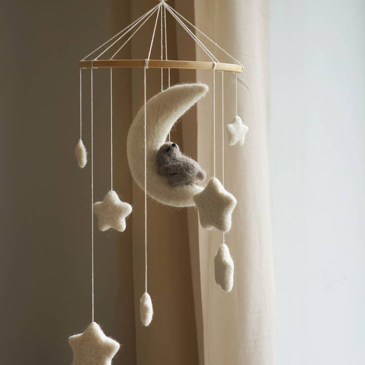 Gamcha - Wholesale Baby Mobile - Mobile, White Moon w Rabbit