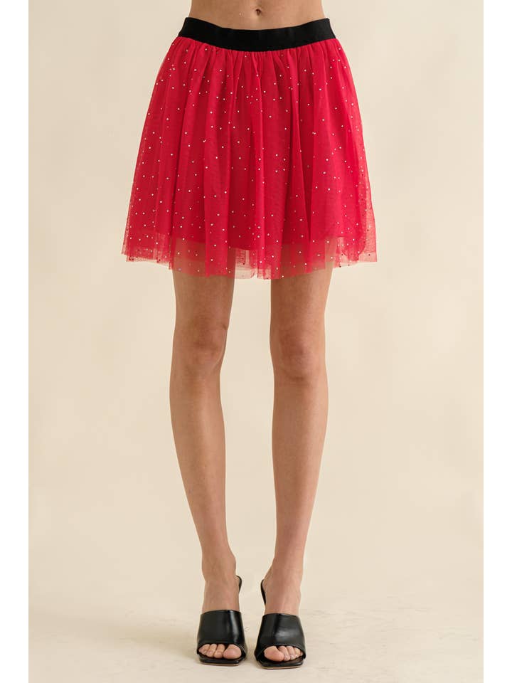 Blue B - Wholesale Skirt - Women's - 32530S - Elastic Waist Tulle Mesh Mini Skirt