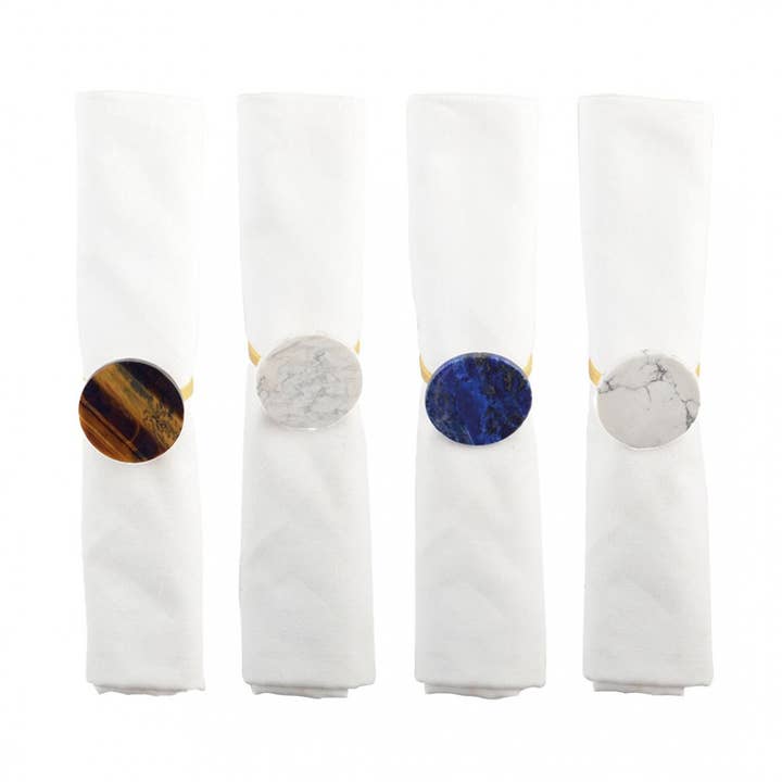 Set of 4 multicolored stone napkin rings for wholesale by AULICA