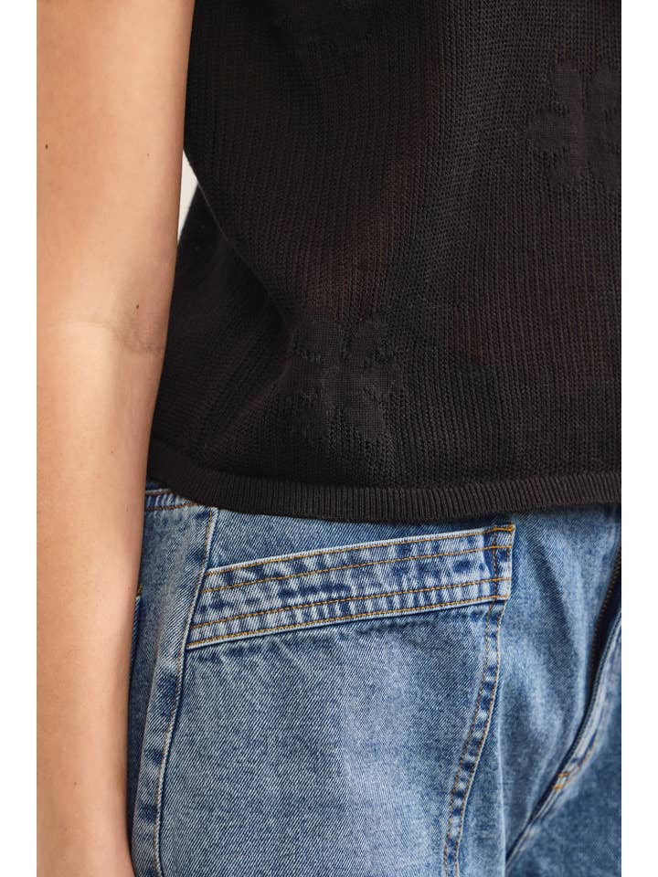 Mustard Seed - Wholesale Camisole - Women's - KNITTED FLORAL SWEATER CAMI TOP