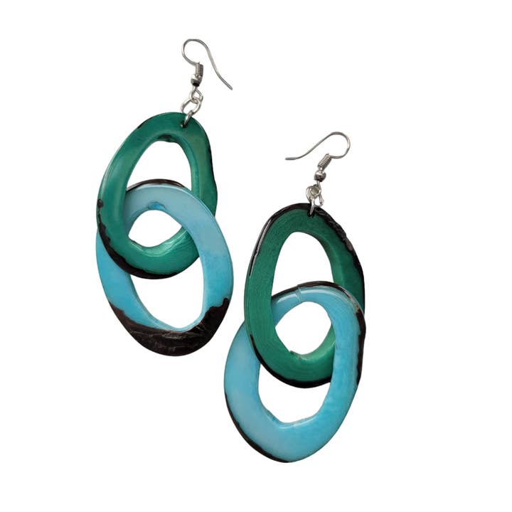 Tagua møtrik big linked lænket hoops øreringe mange farver for engroshandel hos Organic jewelry by Allie