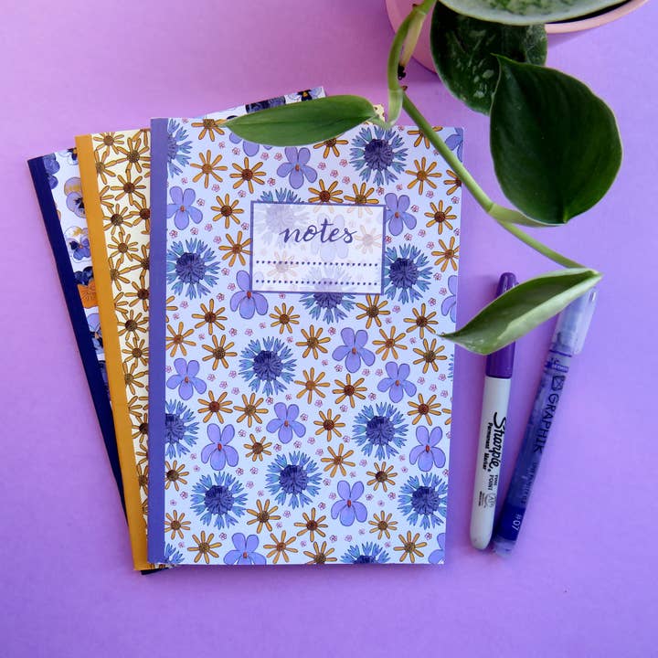 Floral Notebook Three Pack for wholesale by Kathryn Churn Designs