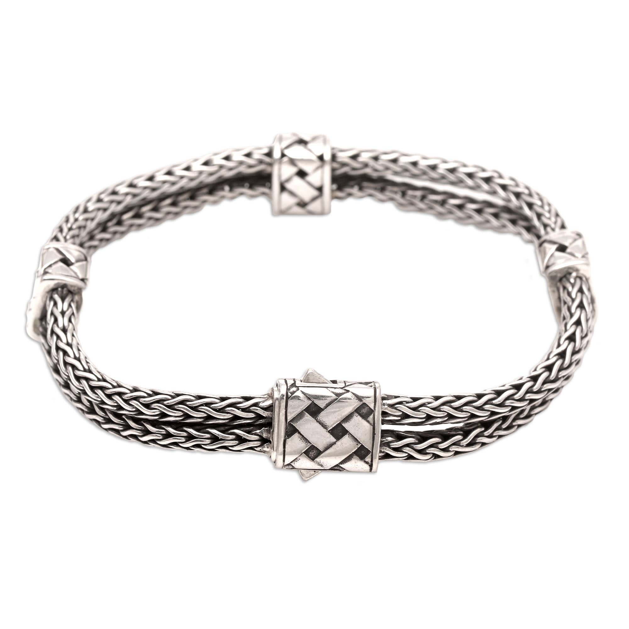 NOVICA - Wholesale Woven/Braided Bracelet - Novica Handmade In Solitude Men'S Chain Bracelet0