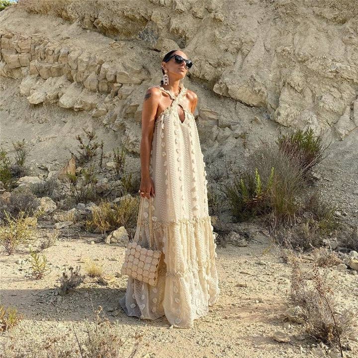 FurDecoration - Wholesale Gown - Women's - Floral Cascade Gown with Neck Drape