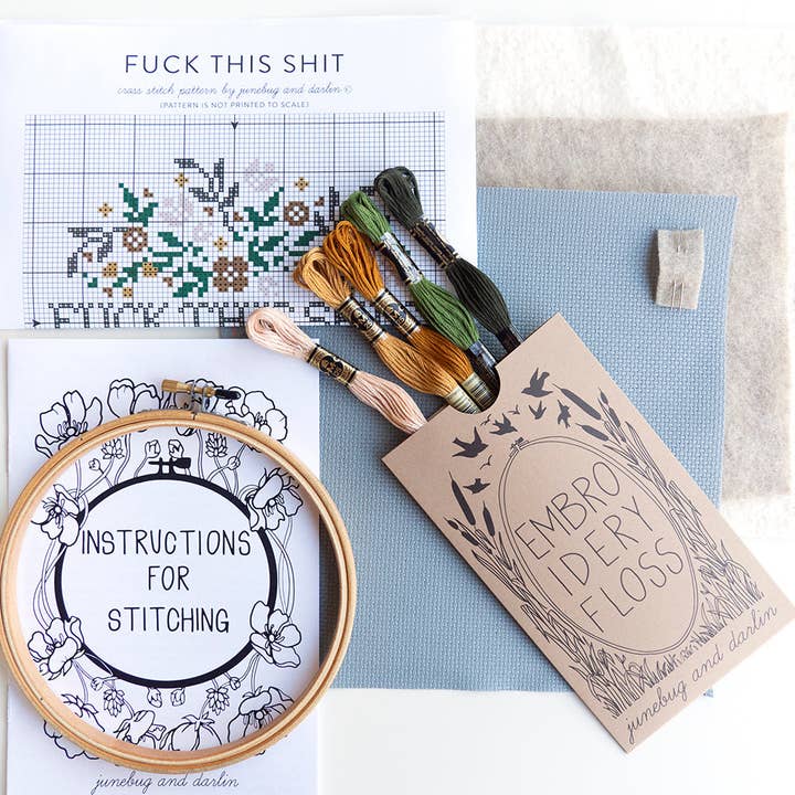 Junebug and Darlin - Wholesale Embroidery/Cross Stitch Supplies - Fuck This Shit Kit