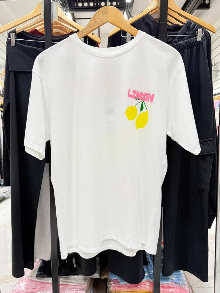 Chilli Girl Collection - Wholesale Screen Printed T-Shirt - Women's - Round neck cotton t-shirt with lemon print