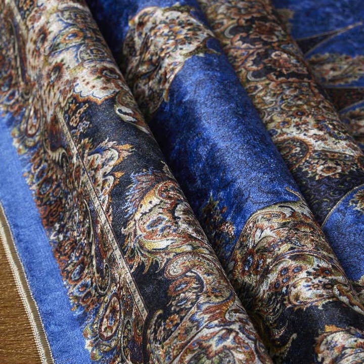 Blå Bursa Ipek | Saks Velvet Carpet bönmatta för wholesale på Faire