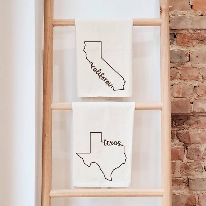 Handmade Cotton Tea Towel - State Script for wholesale by KORISSA