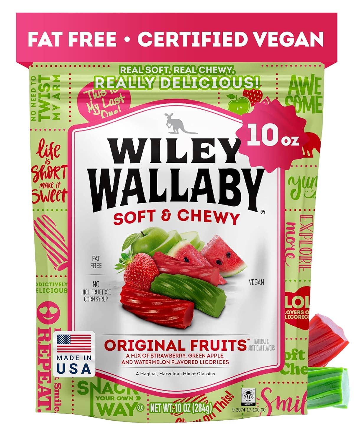 Long Island Candy Factory - Vendita all'ingrosso Liquirizia - Wiley Wallaby Liquirizia Mista alla Frutta Australiana Morbida e Gommosa 10 oz0