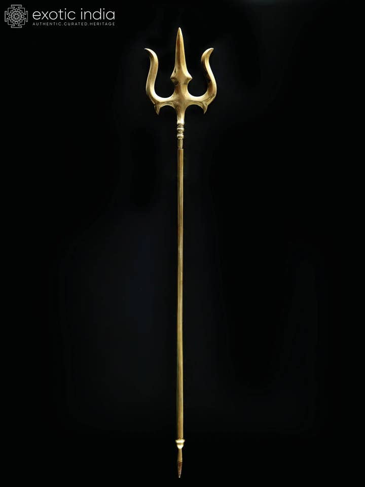 47" Large Size Lord Shiva'S Trident / Trishul In Brass for wholesale by Exotic India Art