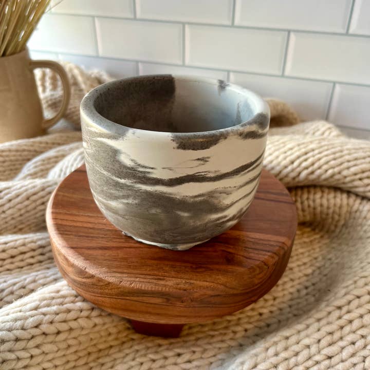 Gray Marbled Concrete Candle Vessel - 12 oz | Modern Decor for wholesale by Bumblebee Candle Co.