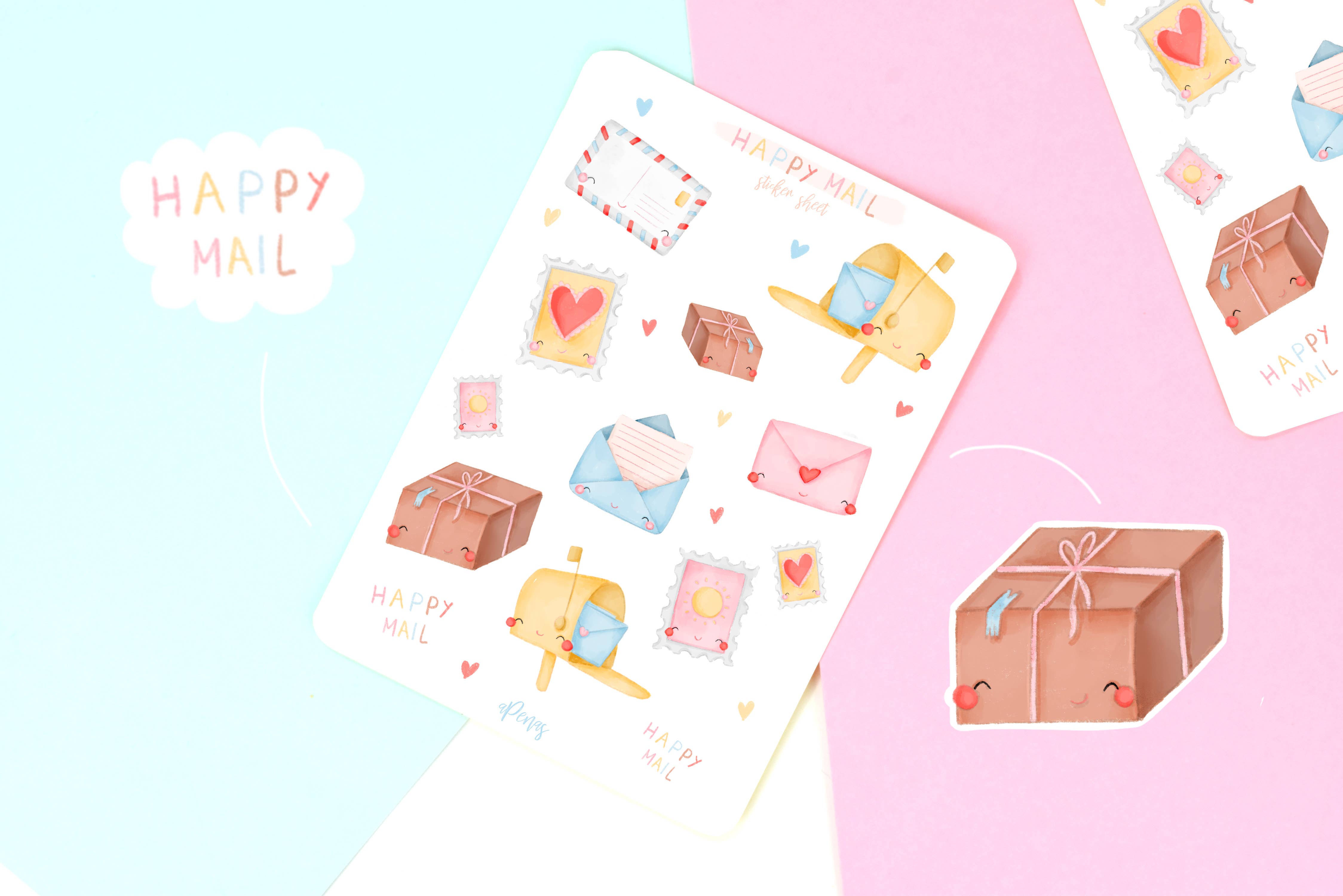 aPenas Illustrator - Vendita all'ingrosso Adesivo - Foglio di adesivi Happy Mail2