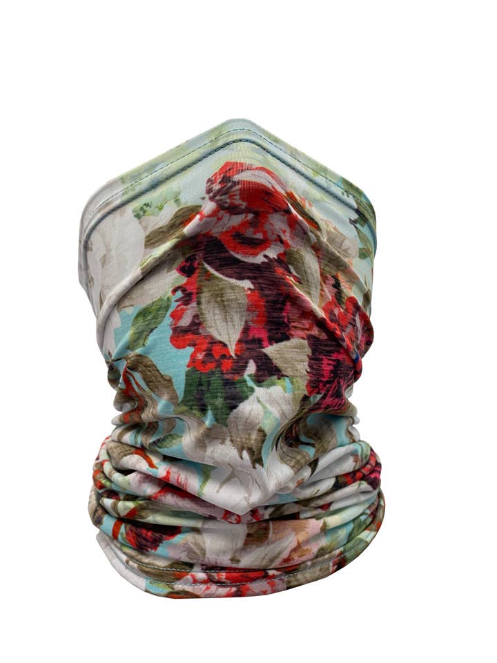 Teal Floral Neck Gaiter for wholesale by Colorado Threads