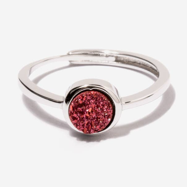Cove Fuchsia Druzy Sterling Silver Ring for wholesale by Little Sky Stone