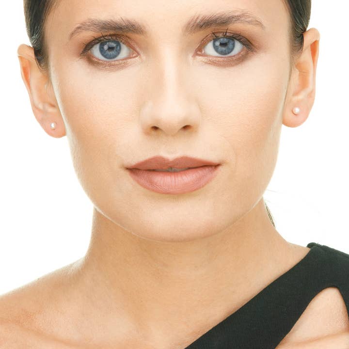 Pearl earrings, 4 mm, 14 K rose gold for wholesale by Leaf Jewelry