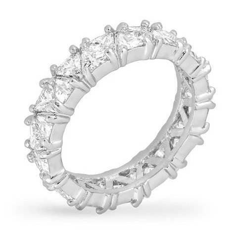 Rhodium Plated Trillion Eternity Band for wholesale by JGoodin