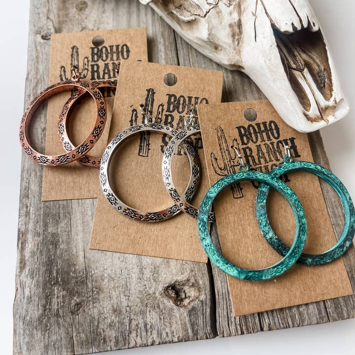 Boho Ranch Shop - Wholesale Hoop Earrings - Western Aztec Print Hoops1