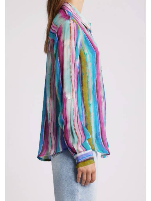 Green Multi Button-up With Roll-up Sleeve for wholesale on Faire
