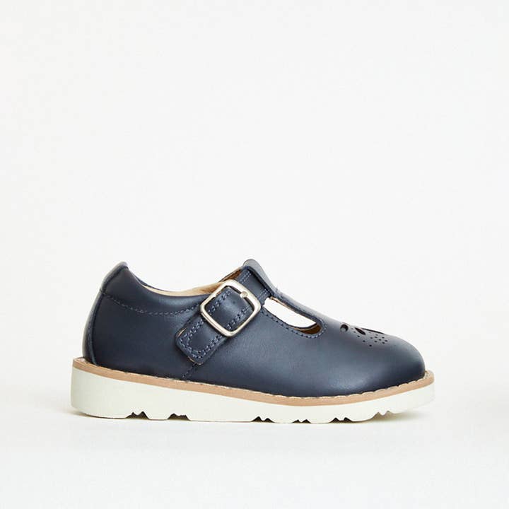 Luna Navy Leather Girls Kids Shoe for wholesale by PRENTA Shoes