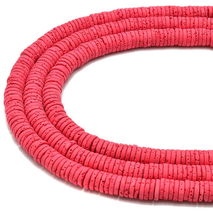 CRCBEADS - Wholesale Beads - Red Lava Rock Stone Heishi Rondelle Discs Beads Size 2x4mm 2x6mm 2x8mm 15.5" Strand1