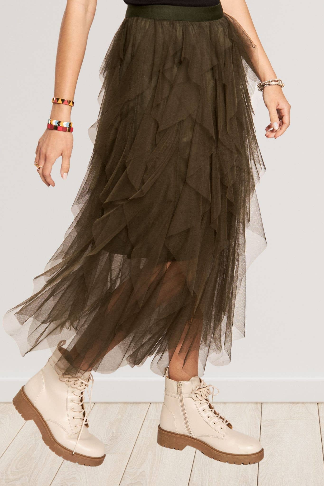 ADORA LA - Wholesale Skirt - Women's - CES3310 - RUFFLED TULLE MIDI SKIRT12