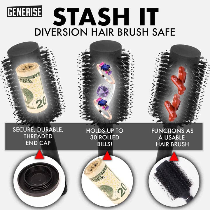 My Wholesale Warehouse - Wholesale Hair Brush/Comb - Generise 'Secret Stash' Hair Brush2