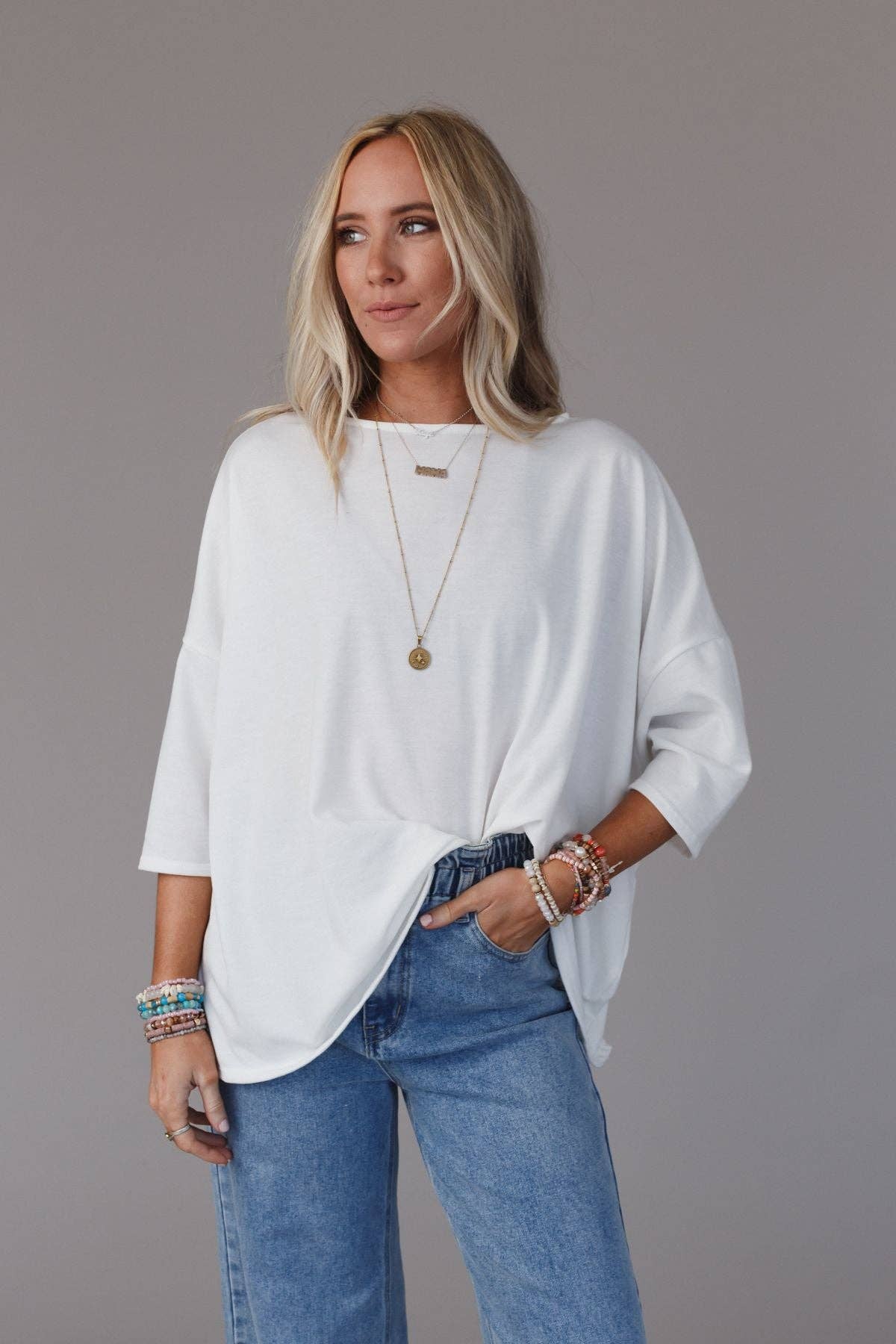 Three Bird Nest - Wholesale Tunic - Women's - Cozy Cool Oversized Tee - Ivory3